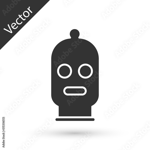 Grey Balaclava icon isolated on white background. A piece of clothing for winter sports or a mask for a criminal or a thief. Vector Illustration