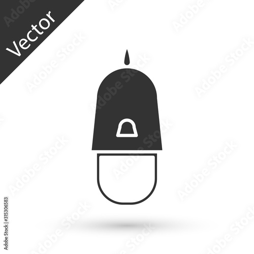 Grey Police cap with cockade icon isolated on white background. Police hat sign. Vector Illustration