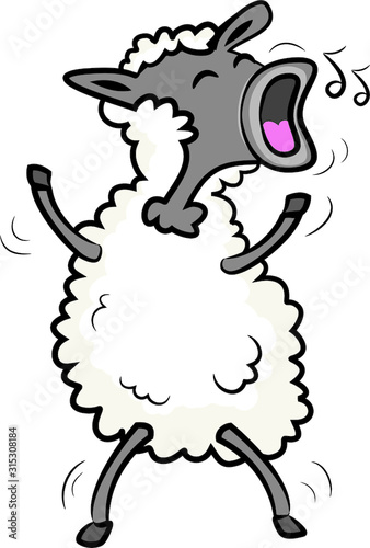 An enthusiastic sheep who singing a song loudly