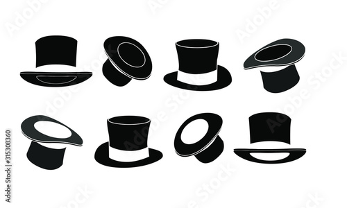 collection black Bowler icon logo design illustration