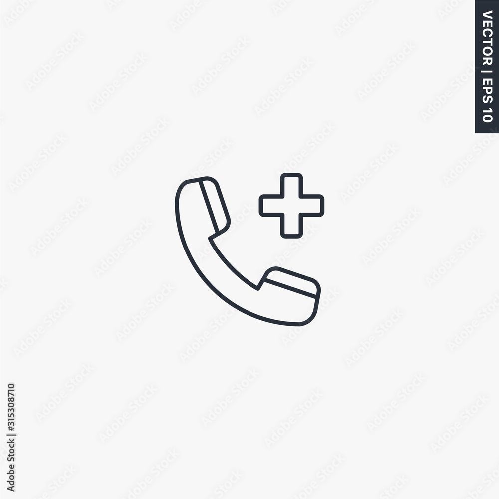 Fototapeta premium Emergency call, linear style sign for mobile concept and web design