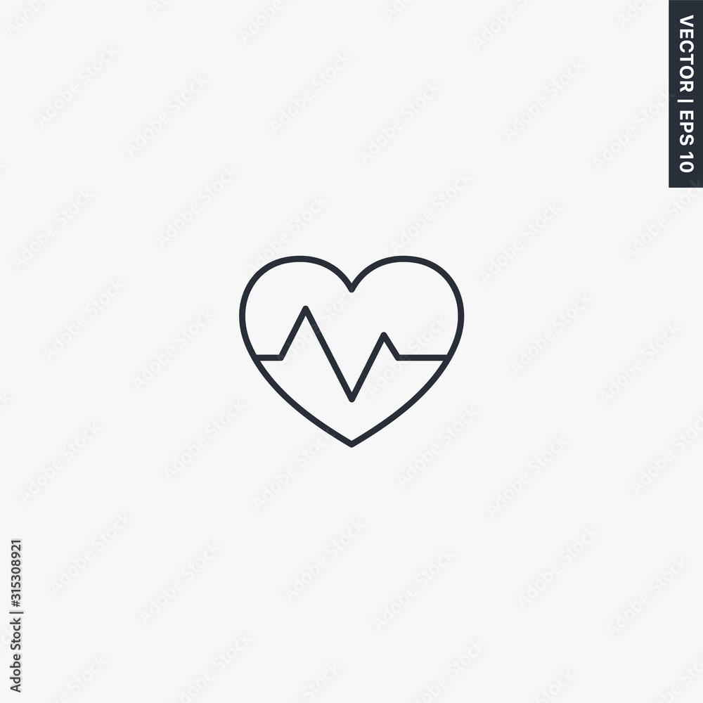 Heartbeat, linear style sign for mobile concept and web design