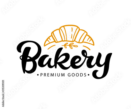 Bakery logotype badge label with hand written modern calligraphy