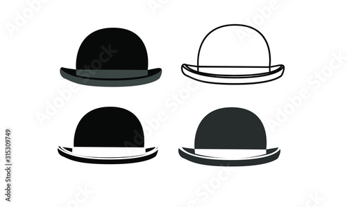 collection of fedora hat icon line logo design illustration