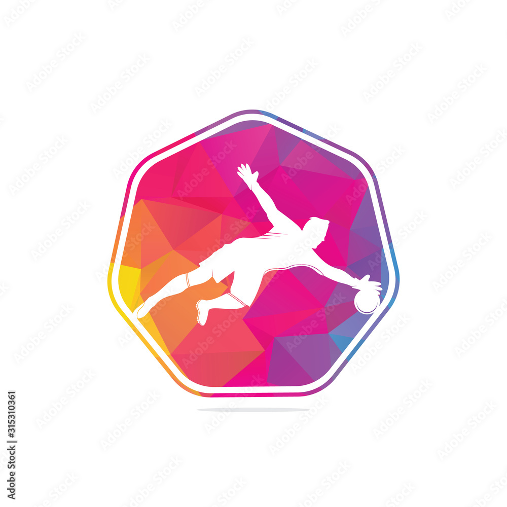 Goalkeeper player logo. Modern Soccer Player In Action Logo Save By