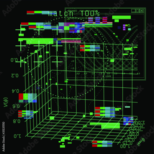 Abstract technology background with User Interface or HUD elements.