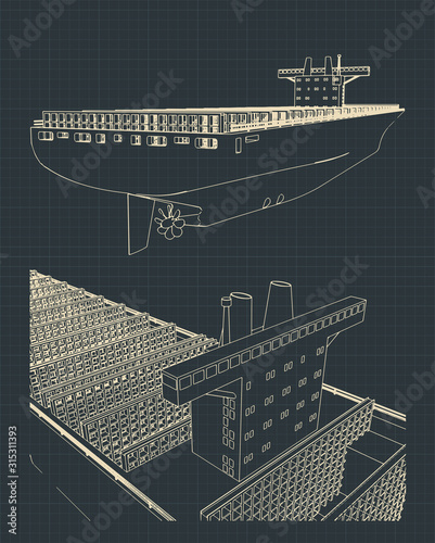 Container ship blueprint