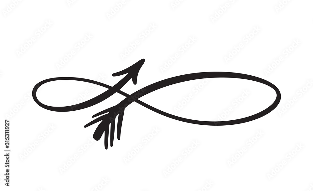 Arrow infinity calligraphy vector logo valentine. Element sign illustration template for your design Arrow infinity calligraphy vector logo valentine. Element sign illustration template for your design