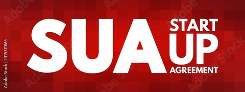 SUA - Start Up Agreement acronym, business concept background