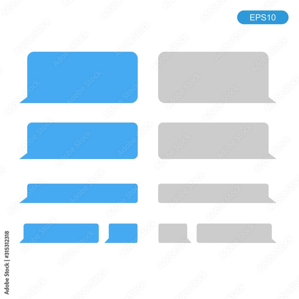 Vector template of message bubbles chat boxes icons on white background. Vector template of message bubbles chat boxes icons on white background.