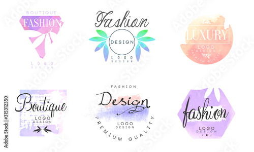 Fashion Boutique Logo Design Templates Collection, Luxury Premium Quality Badges Vector Illustration