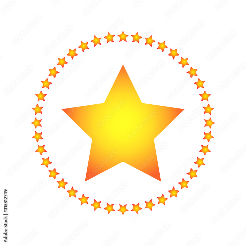 Star in circle shape with warm color. Starry vector border frame icon isolated on a white background Star in circle shape with warm color. Starry vector border frame icon isolated on a white background