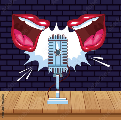 mouths talking microphone stage stand up comedy show