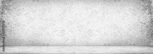 Blank concrete wide dark wall texture background.Wide Concrete with floor panorama for Composing.
