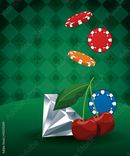 diamond falling chips and cherry betting game gambling casino