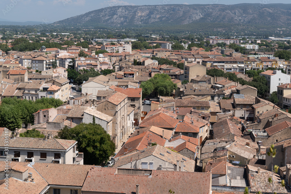 view point top aerial view Cavaillon town in Provence France