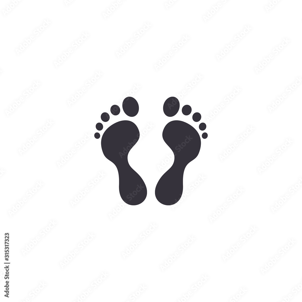 Footprint icon, foot print symbol. Vector isolated flat foot step illustration Footprint icon, foot print symbol. Vector isolated flat foot step illustration