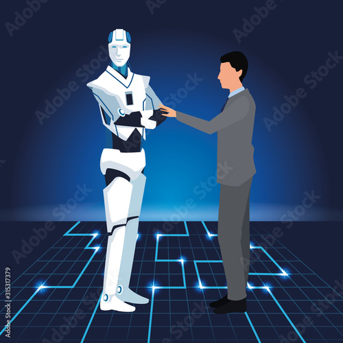 artificial intelligence technology man and cyborg