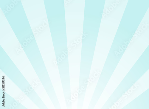 Sunlight background. Pale blue color burst background with white highlight.