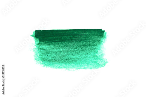 Green watercolor on white background.The color splashing in the paper.It is a hand drawn. For text, element for decoration.
