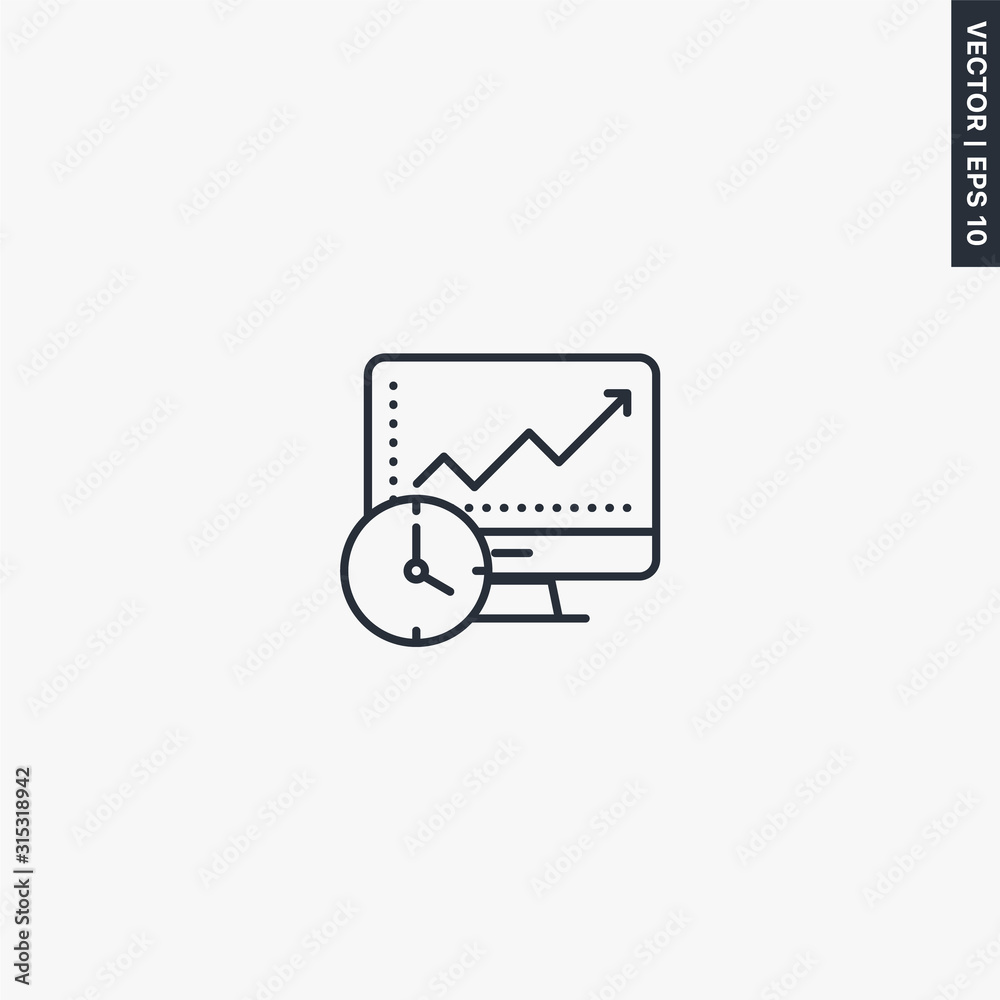 Stock market time, linear style sign for mobile concept and web design Stock market time, linear style sign for mobile concept and web design