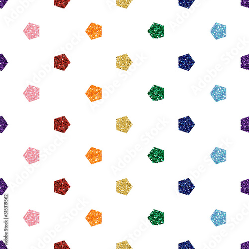 Obraz na płótnie seamless glitter rainbow pentagon pattern on white background w salonie