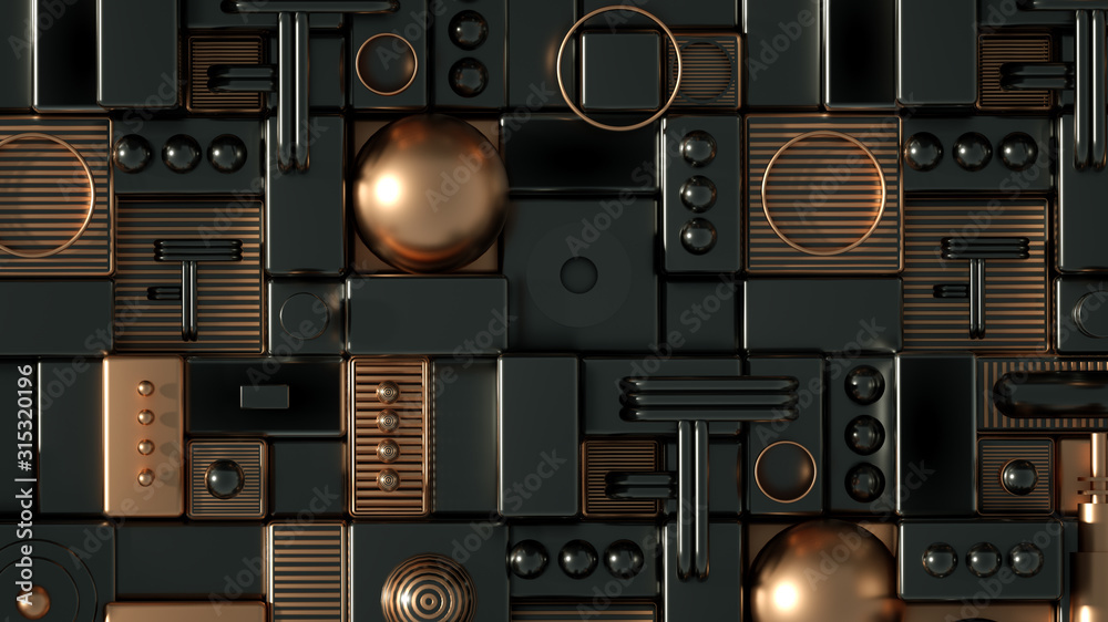 Obraz premium Modern minimalism futuristic background with cubes and balls. 3d illustration, 3d rendering.