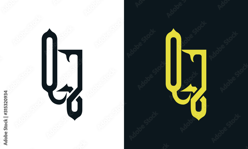 Minimal luxury line art letter QJ logo. This logo icon incorporate with ...
