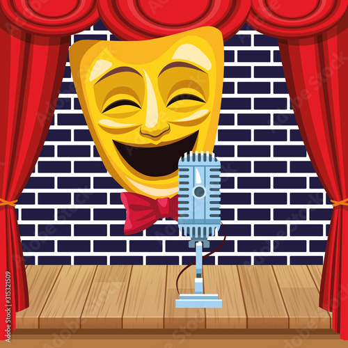 comedy theater mask microphone sound stand up comedy show
