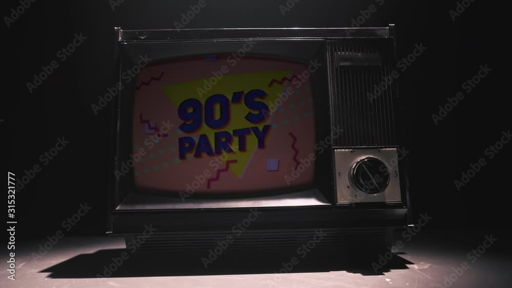 90's party animation on a old vintage TV screen.