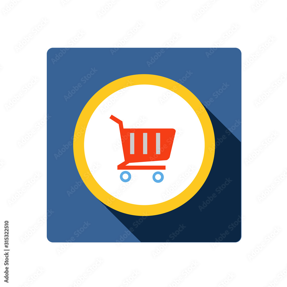 Simple flat illustration of a shopping trolley. Icon, buy button, basket Simple flat illustration of a shopping trolley. Icon, buy button, basket