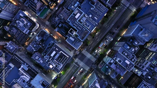 オフィス街の夕景　空撮