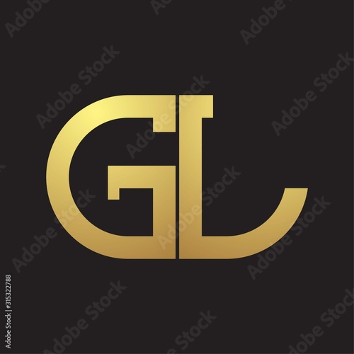 GL Letter logo monogram with oval shape design template on gold colors