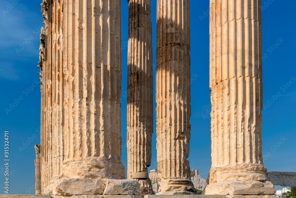Old columns of the Temple of Olympian Zeus , Athens, Greece