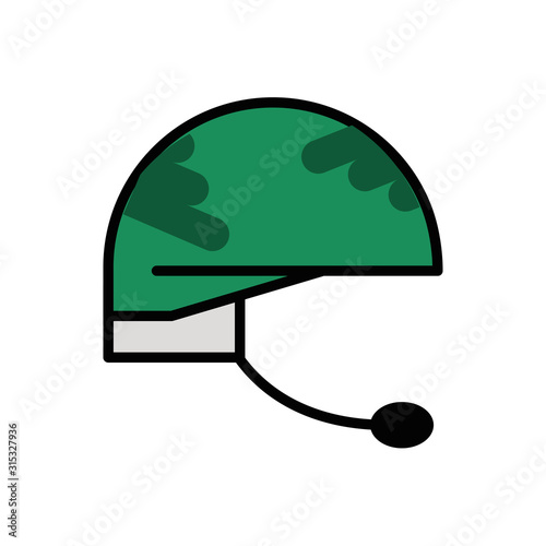 military force helmet with microphone isolated icon