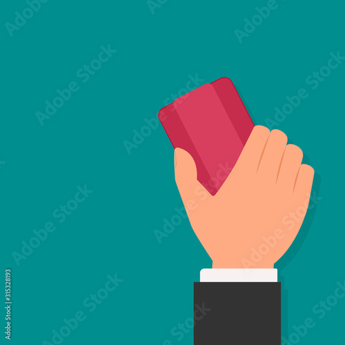 Hand holding brush eraser. Clipart image 