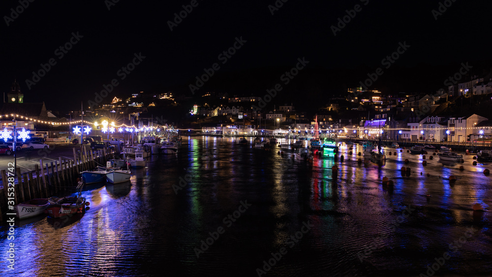 Christmas lights in Looe Cornwall