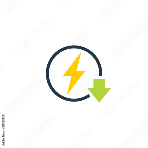 Energy reduction icon. Clipart image isolated on white background