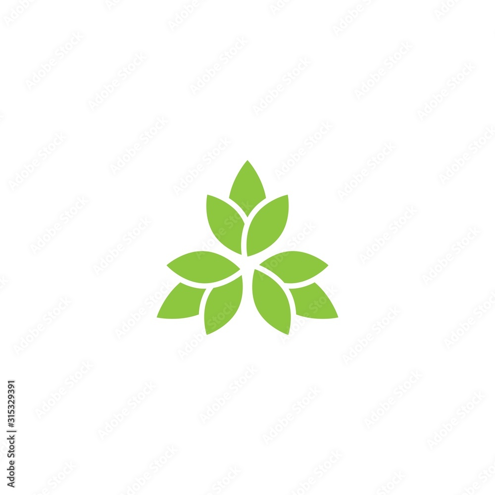 Three leaves eco logo. isolated on white. Vector illustration.