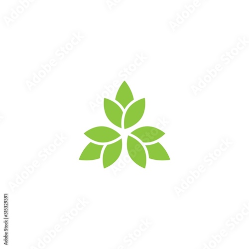 Three leaves eco logo. isolated on white. Vector illustration.