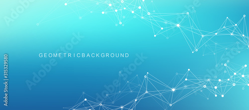 Digits abstract background with connected line and dots, wave flow. Digital neural networks. Network and connection background for your presentation. Graphic polygonal background. Vector illustration.