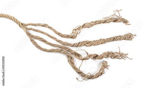 Rope  strings isolated on white background and texture 