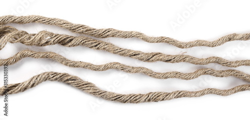 Rope  strings isolated on white background and texture 