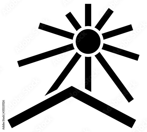 Shipping sign protect from solar radiation packaging symbol. Keep away from sunlight