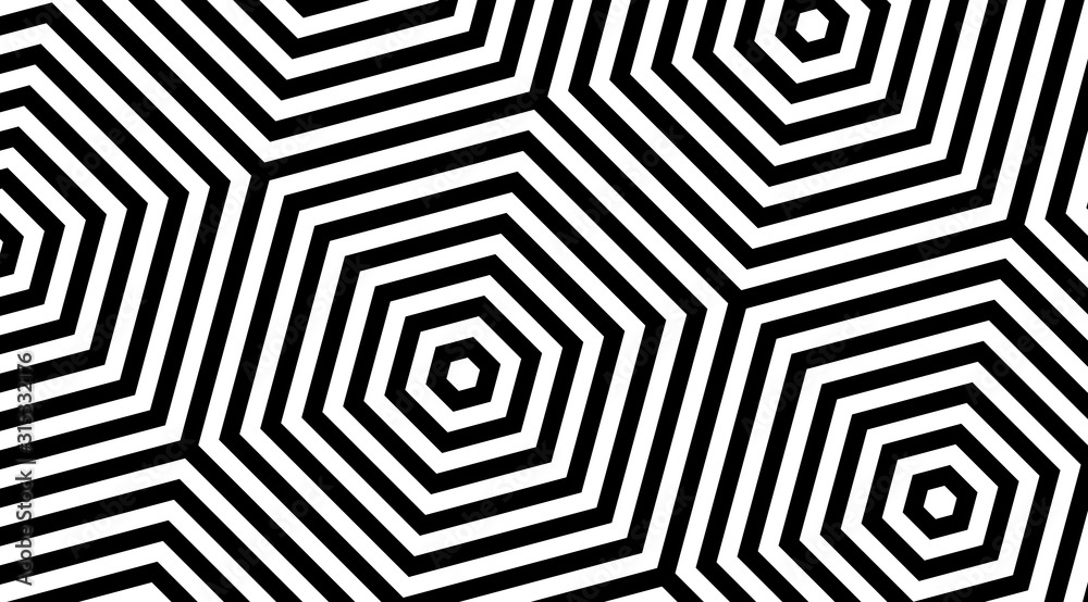 Hexagonal striped geometric pattern background vector design.