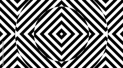 Optical illusion geometric striped pattern background vector design.