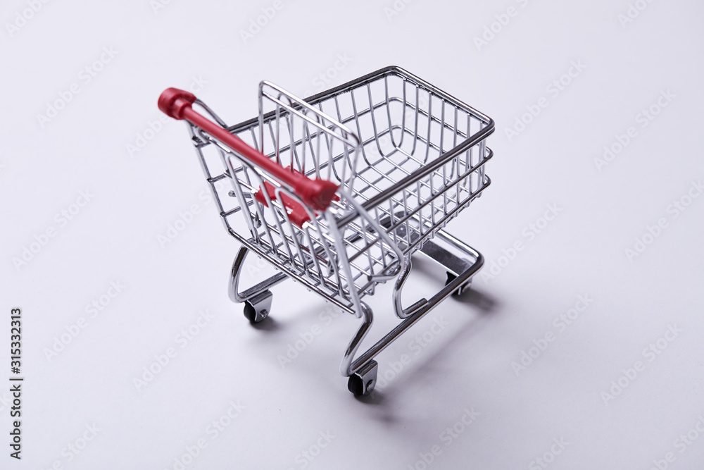 shopping trolley on the white