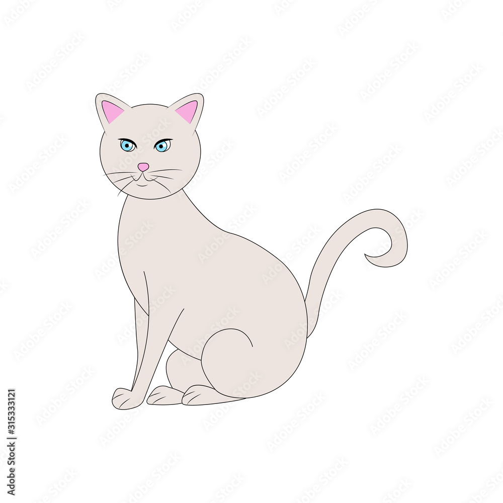 Obraz premium Cat vector illustration. Vector illustration of a cute white cat. cat for your design