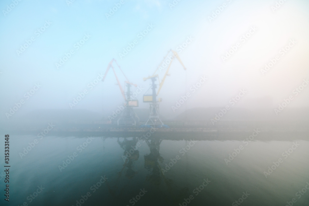 Foggy morning in the Ventspils port