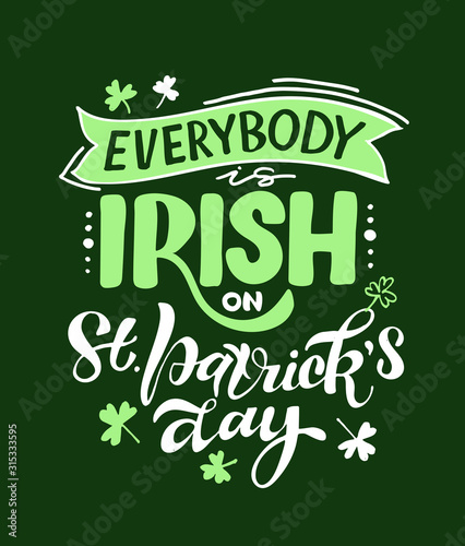 St. Patrick's Day - Irish celebration - cute hand drawn doodle lettering postcard banner art